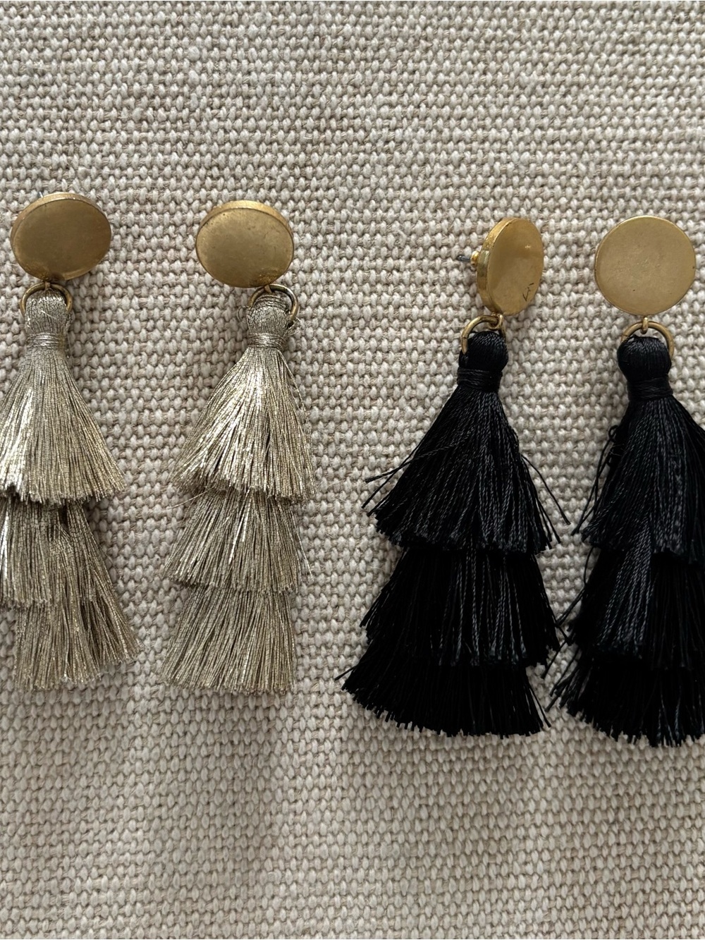 🔥 BUNDLE: J. Crew - Tiered Tassel Drop Earrings in Black and Gold